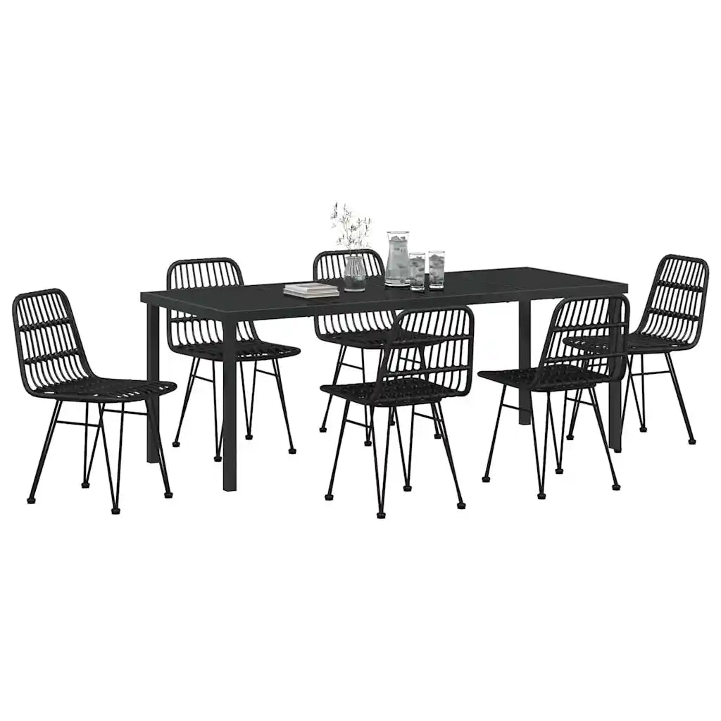 Set da Pranzo per Giardino 7 pcs Nero 3379203