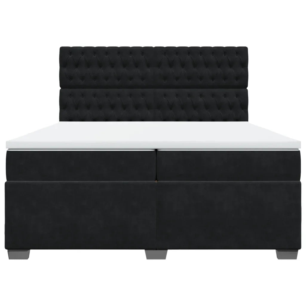Giroletto a Molle con Materasso Nero 200x200 cm in Velluto
