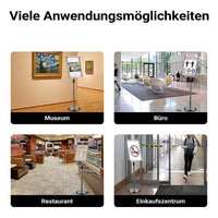 Espositore per poster, pubblicità, menù in A3, altezza regolabile 88-138 cm, supporto per presentazioni, stand, piedistallo in alluminio e acciaio