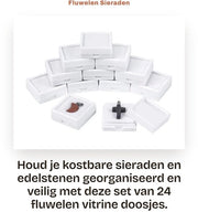 Cassettiere per gioielli 24 pezzi - Interno in velluto - Organizzatore - Vetrina - Materiale in plastica di alta qualità - Resistente allo shock - Cassettiera per gioielli