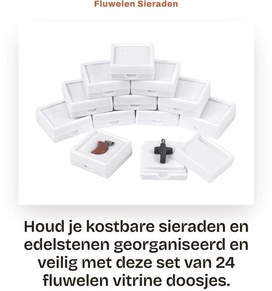 Cassettiere per gioielli 24 pezzi - Interno in velluto - Organizzatore - Vetrina - Materiale in plastica di alta qualità - Resistente allo shock - Cassettiera per gioielli