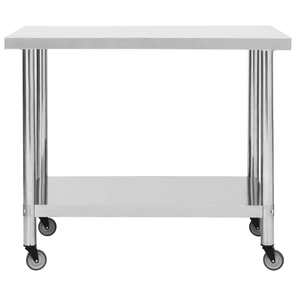 Tavolo da Lavoro Cucina con Ruote 80x60x85 cm in Acciaio Inox CFW3776171