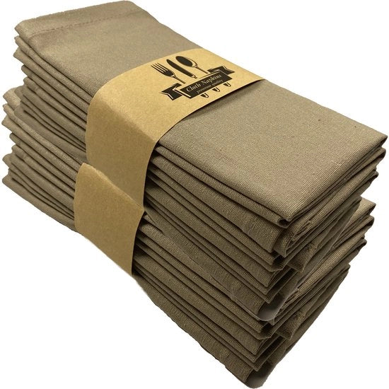 12 Serviette in Lino Coton, 40 x 40 cm, Adatto per Casa, Matrimoni, Feste, Tavolate da Pranzo e Decorazioni, Lino Grigio