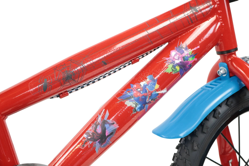 Bicicletta per Bambini 14" Marvel Spiderman Freni Caliper e Stabilizzatori in Acciaio Hi-Ten Rosso