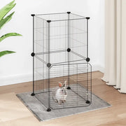 Gabbia per Animali 8 Pannelli con Porta Nero 35x35 cm Acciaio cod mxl 75715
