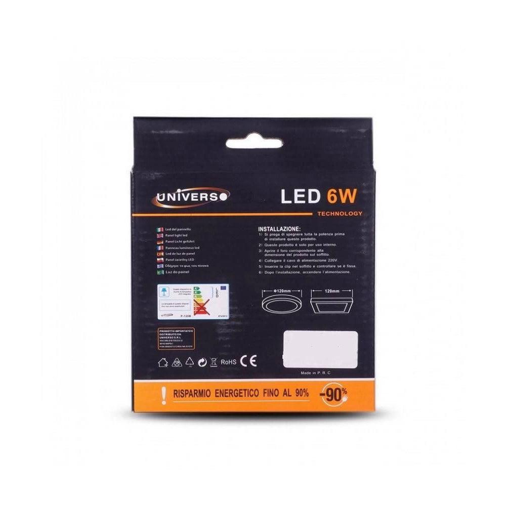 Trade Shop - Pannello Plafoniera Led 6w Quadrato Pvc Luce Bianco Caldo Freddo Naturale P120 -
