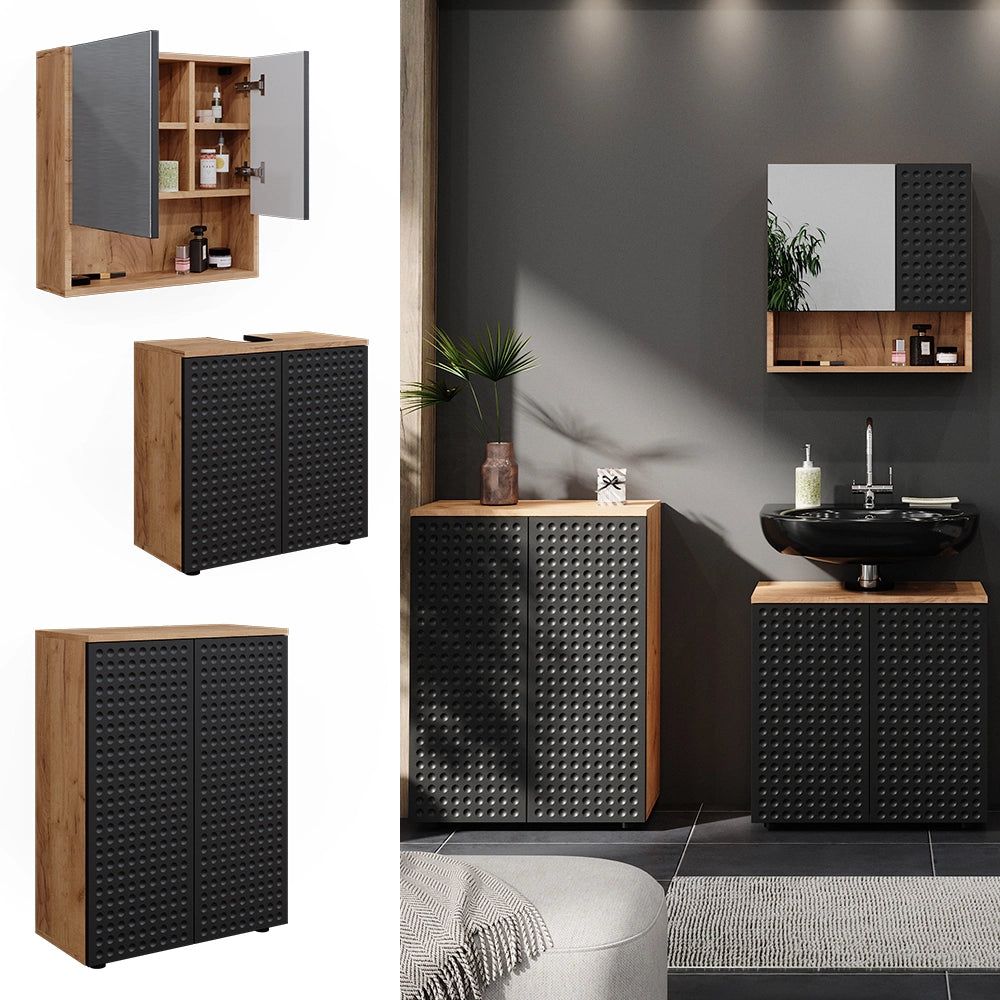 Vicco Set mobili bagno Antracite puntinato 3 parti, con unità di base 60 cm