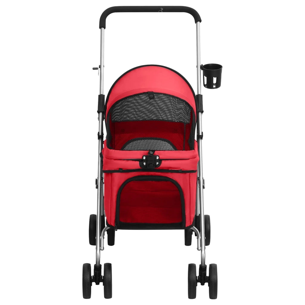 Passeggino per Cani Pieghevole Rosso 76x50x100cm Tessuto Oxford 172199