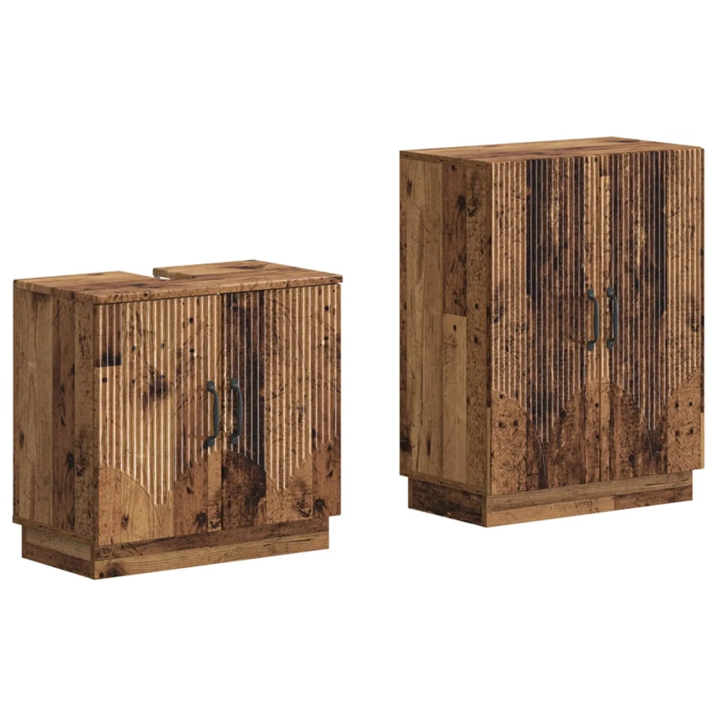 Set di Armadi da Bagno da 2 Pezzi HOORN Legno antico 3417637