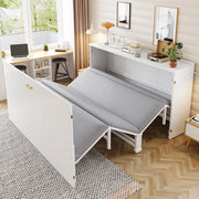 Letto a scomparsa 140 × 200 cm con ruote silenziose, materasso incluso, struttura in legno e metallo, bianco