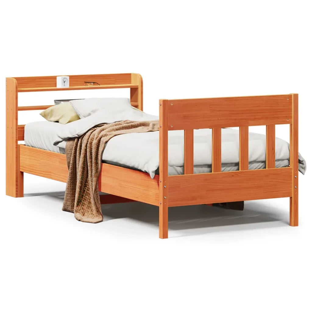 Letto senza Materasso Marrone Cera 100x200 cm in Legno di Pino