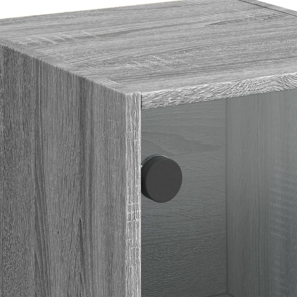 Buffet credenza cassettiera mobiletto mobile contenitore organizer per cucina soggiorno salotto con ante in vetro Sonoma 35 x 37 x 109 cm grigio 02_0030124