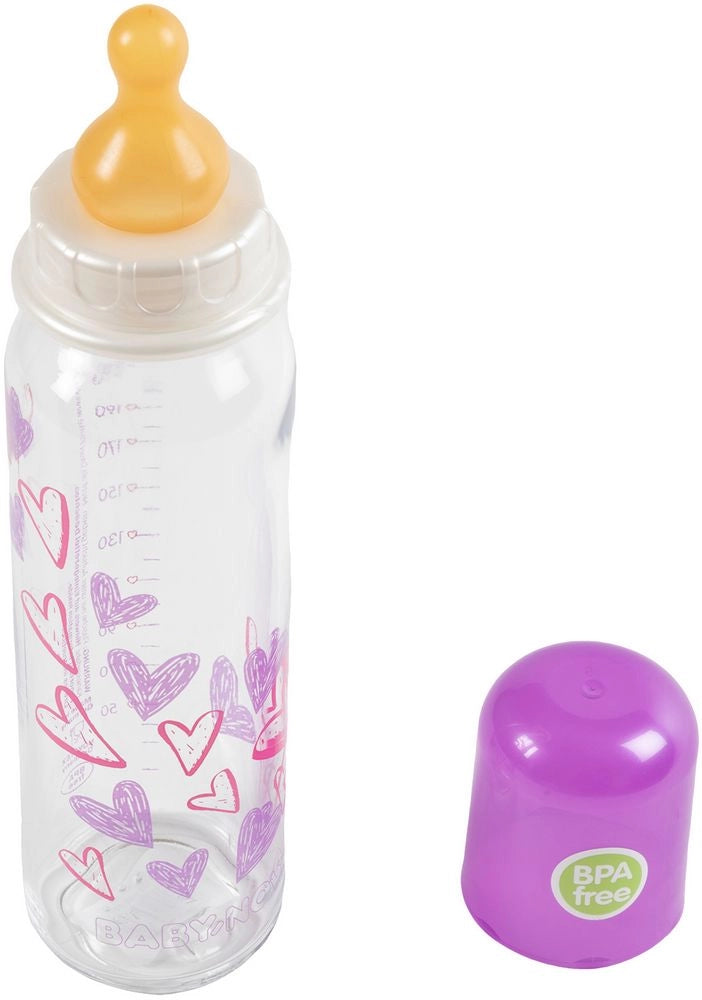 Biberon in vetro Poupy da 240 ML per neonati con tettarella in gomma naturale.