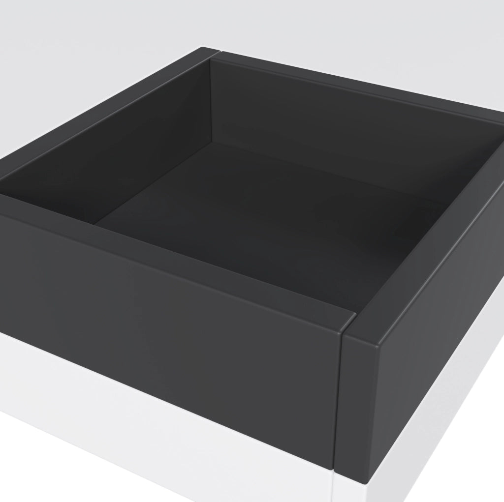 Tavolino da salotto 72x72x30 cm con box removibile e LED multicolore; bianco e nero