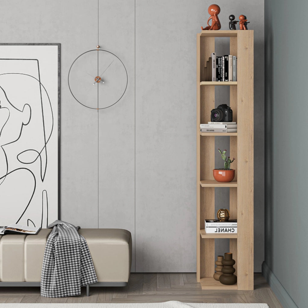 Libreria in legno "Nati" - 32 x 32 x 161 cm - Beige