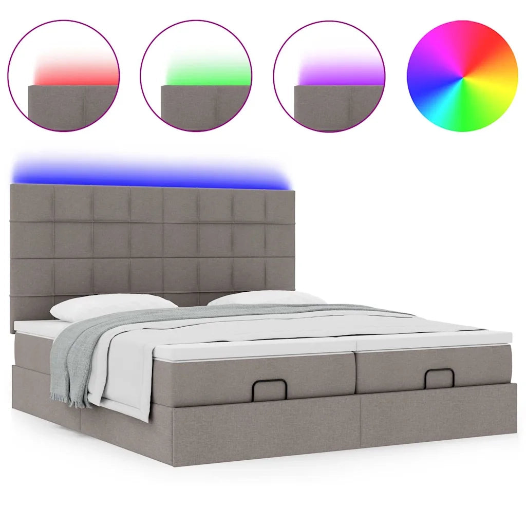 Struttura Letto Pouf con Materassi Tortora 180x200cm in Tessuto 3314545
