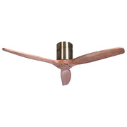 Ventilatore con base in metallo e pale in legno, marrone, con telecomando e timer, per soggiorno e camera da letto