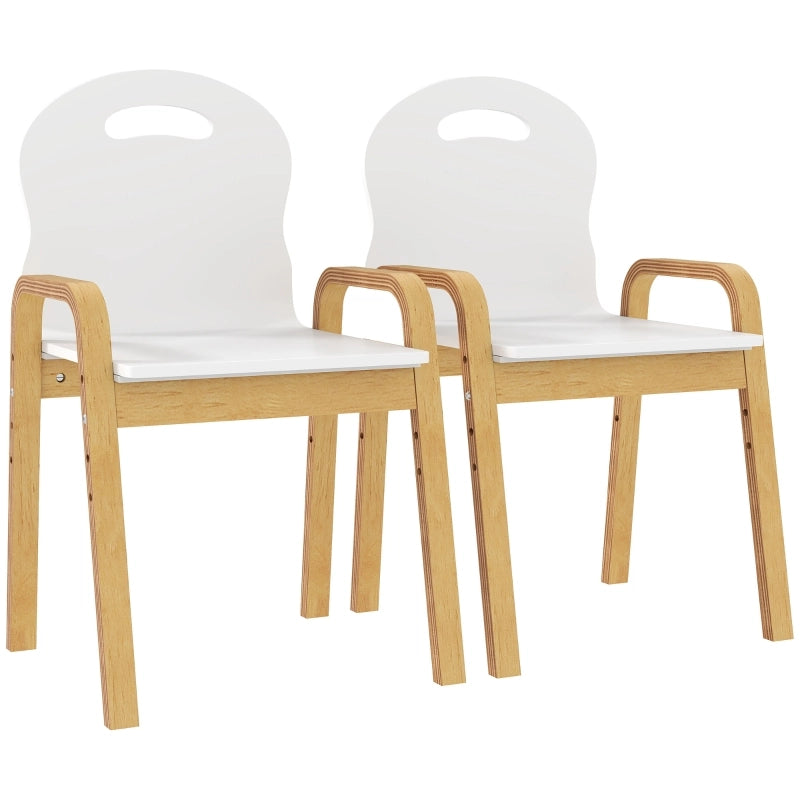 SEDIA PER BAMBINI Regolabile 39x34x49,5/53,5/57,5/61,5 cm Legno Bianco Set 2 pezzi