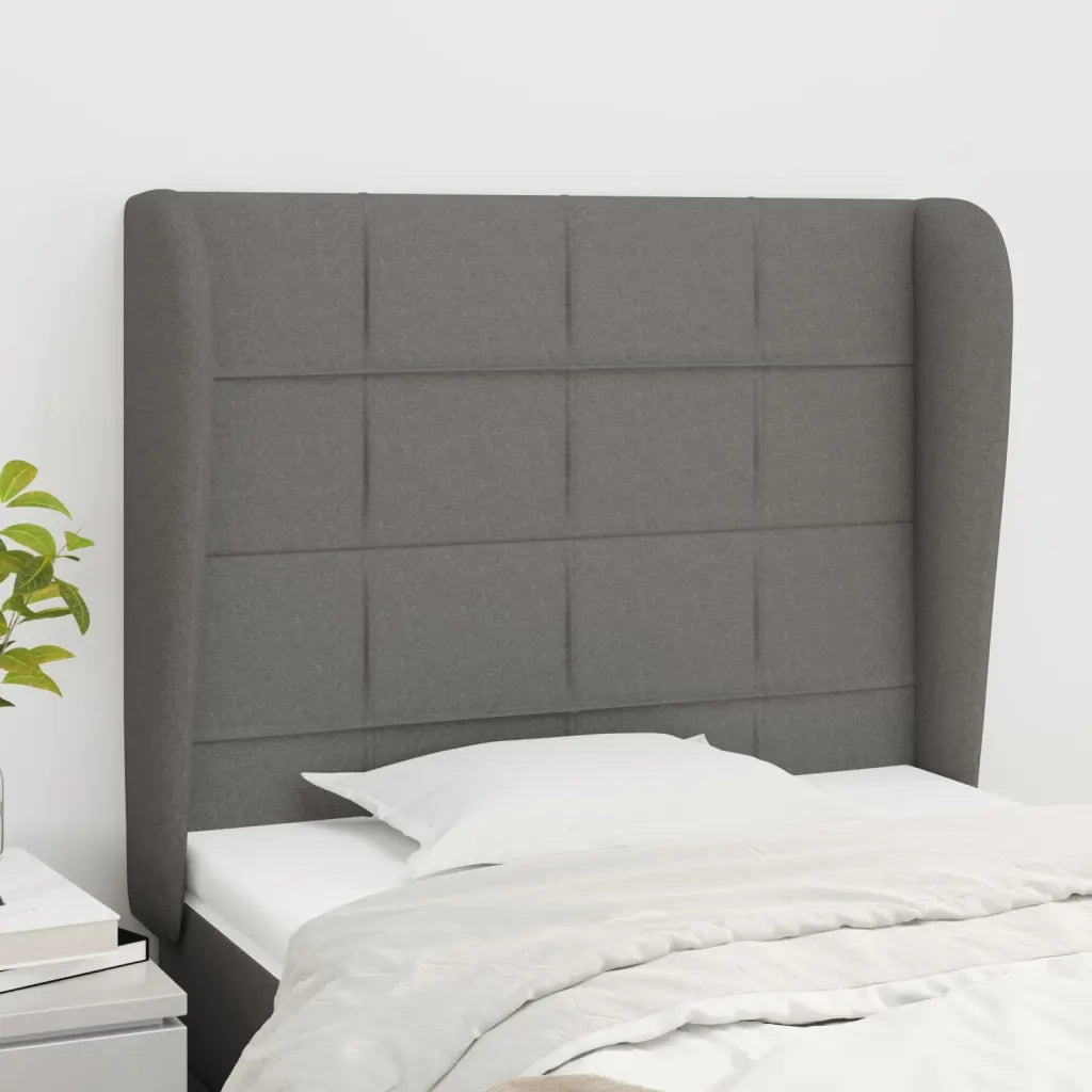 Testiera ad Orecchio-Testata con Orecchie GrigioScuro 103 x 23 x 118/128cm inTessuto 998662