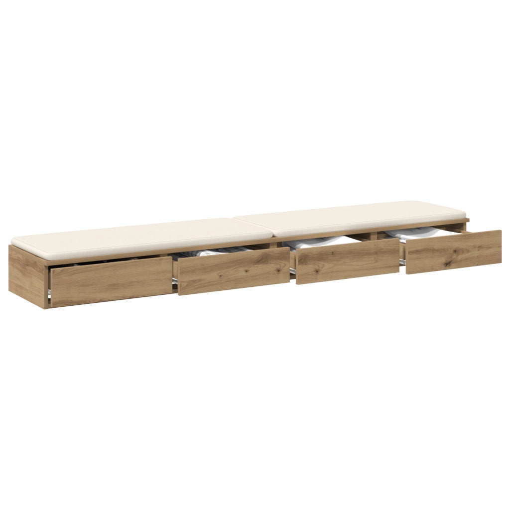 Cassetti per letto  Rovere artigianale 180x36,5x16,5 cm in legno ingegnerizzato
