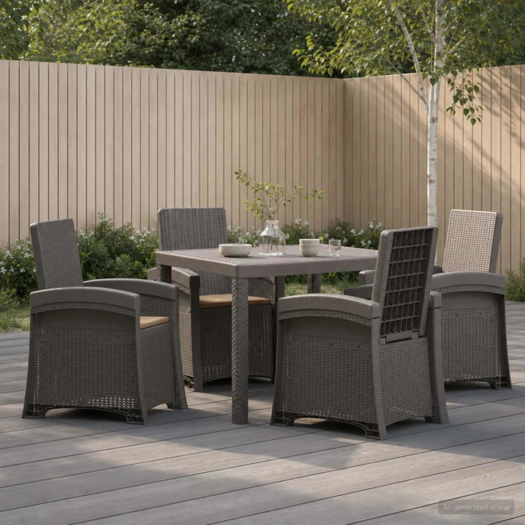Set da Pranzo per Giardino 5 pz Grigio chiaro e Tortora PP 3430117