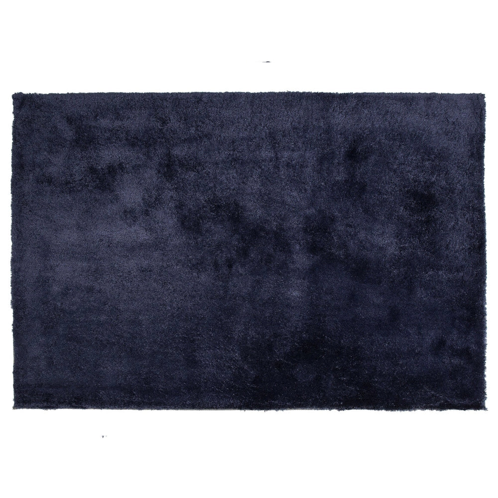 Tappeto shaggy in misto cotone e poliestere blu 160 x 230 cm soffice pelo denso