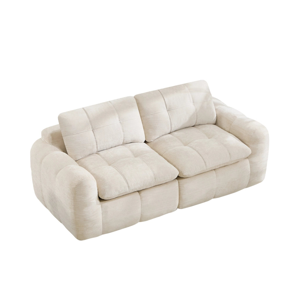 Divano modulare in ciniglia 194x97x68 cm con seduta profonda; beige