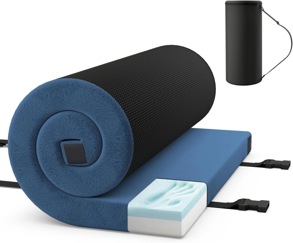 Materasso pieghevole per 1/2 persone, materasso da campeggio portatile in memory foam, morbido e confortevole, superficie impermeabile, per campeggio, auto, viaggi