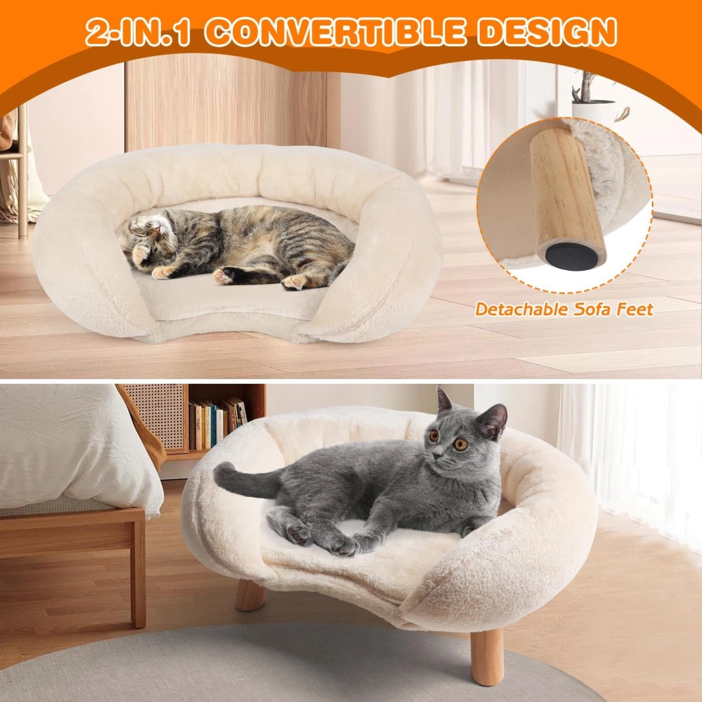 Tiragraffi per gatti con supporto ergonomico antiscivolo e silenzioso con bordo rialzato in poliestere beige 50 × 40 × 12,5 cm