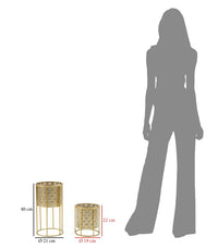 Set 2 Portavasi Ø21x40-19x22 cm in Metallo Oro