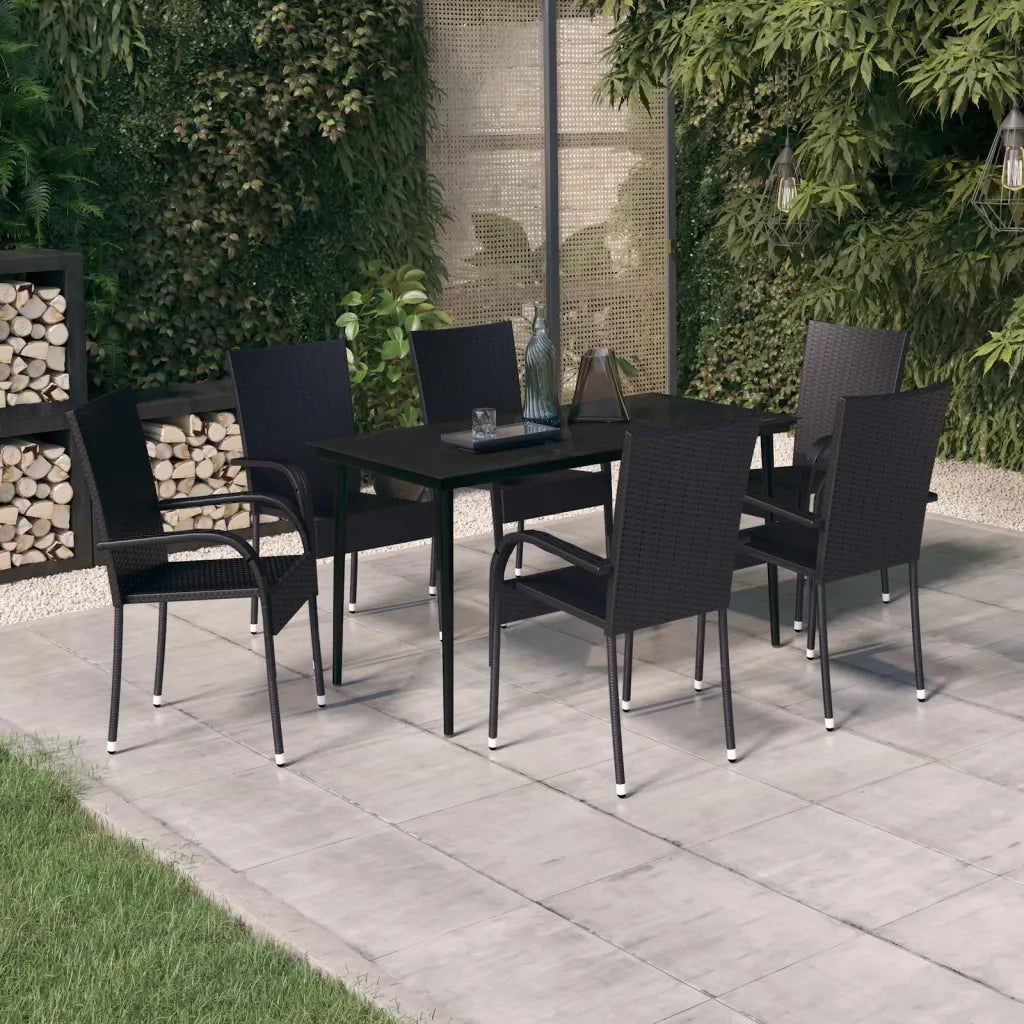 Set Mobili da Pranzo da Giardino 7 pz Nero cod mxl 36964