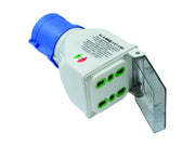 ADATTATORE INDUSTRIALE CON SPINA CEE 309 IP44 E 2 PRESE BIPASSO  16A colore blu 73101    FANTON