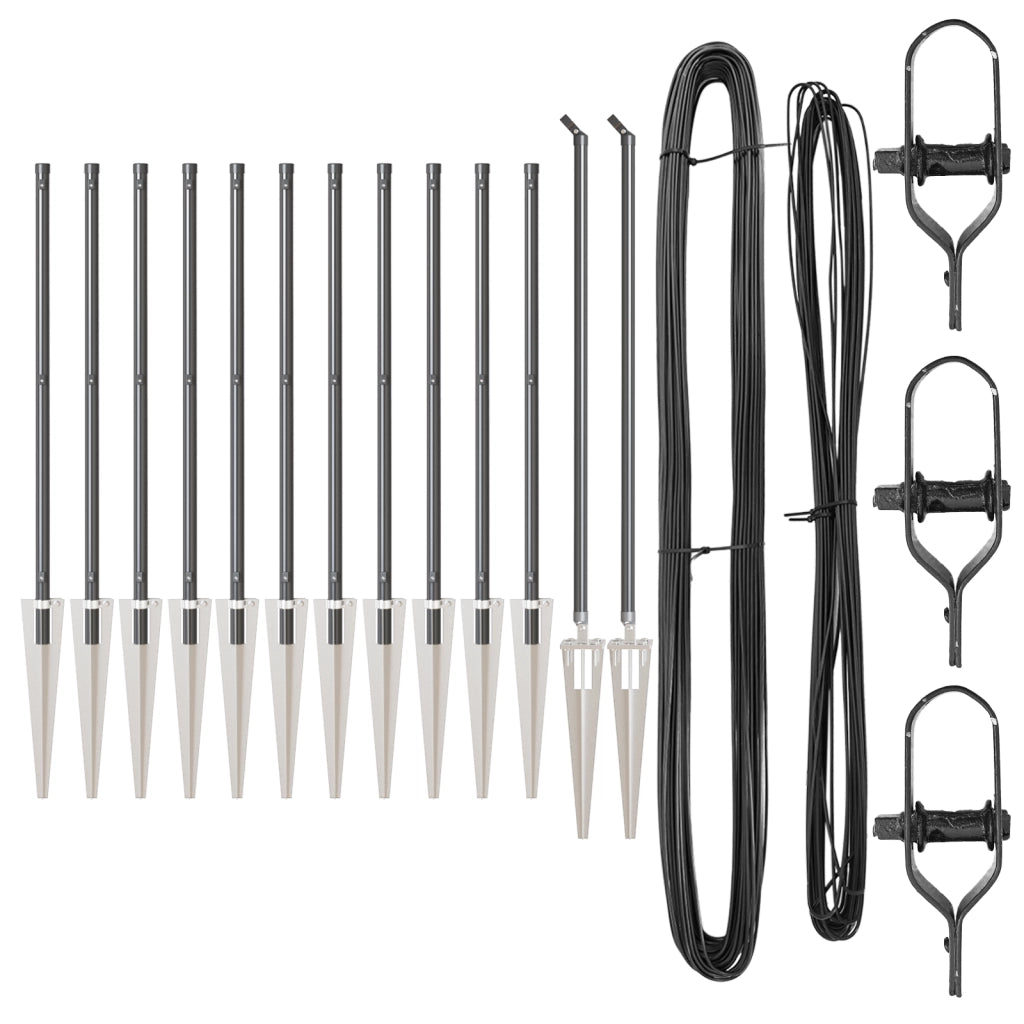 Pali per Recinzione con Punta 13 pcs Ã˜32 mm 120 cm Acciaio Zincato