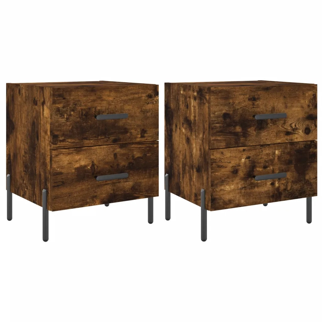 Comodini 2 pz-Set di 2 Tavolino da notte Rovere Fumo 40x35x47,5 cm in Legno Multistrato 579899