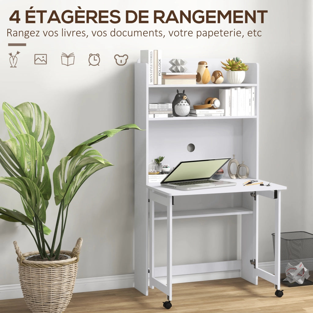 Scrivania computer con scaffale ¨C zephmum ¨C 80x69x155 cm bianco