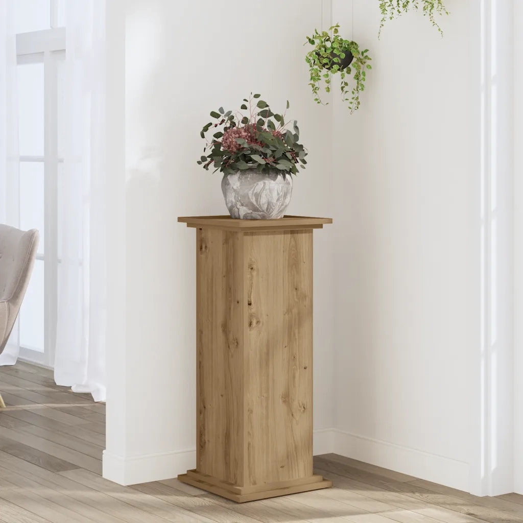 Supporto per Piante Rovere Artigianale 33x33x80 cm Multistrato 852977