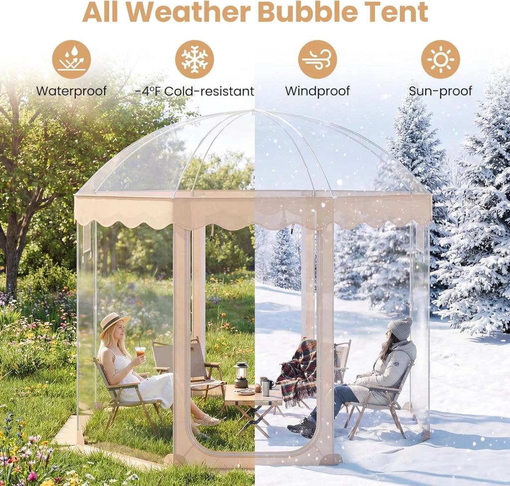 Tenda Sportiva a Bolla Pop-up 305 x 305 cm, Tenda Cupola Trasparente Isolante Termica per Mondiale 2026 Coppa del Mondo, per Eventi Sportivi, Giardino, Terrazzo e Campeggio, 8-10 Persone