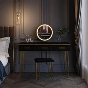Vicco Tavolo da toeletta Ruby, Bianco, 100 cm con illuminazione LED e sgabello, Spazio per trucco, prodotti per capelli e cura sempre a portata di mano