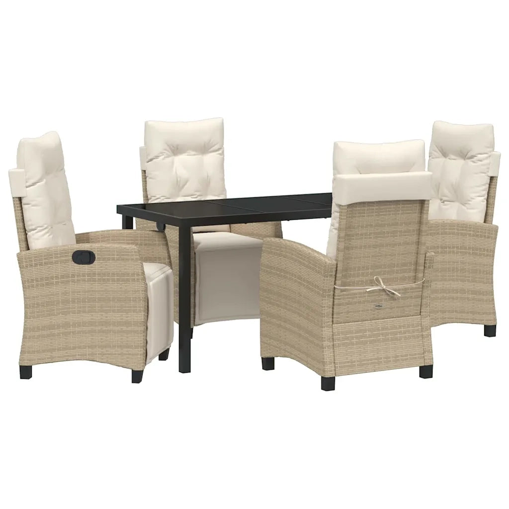 Set da Pranzo per Giardino con cuscino 5 pcs Beige polyrattan 3380444
