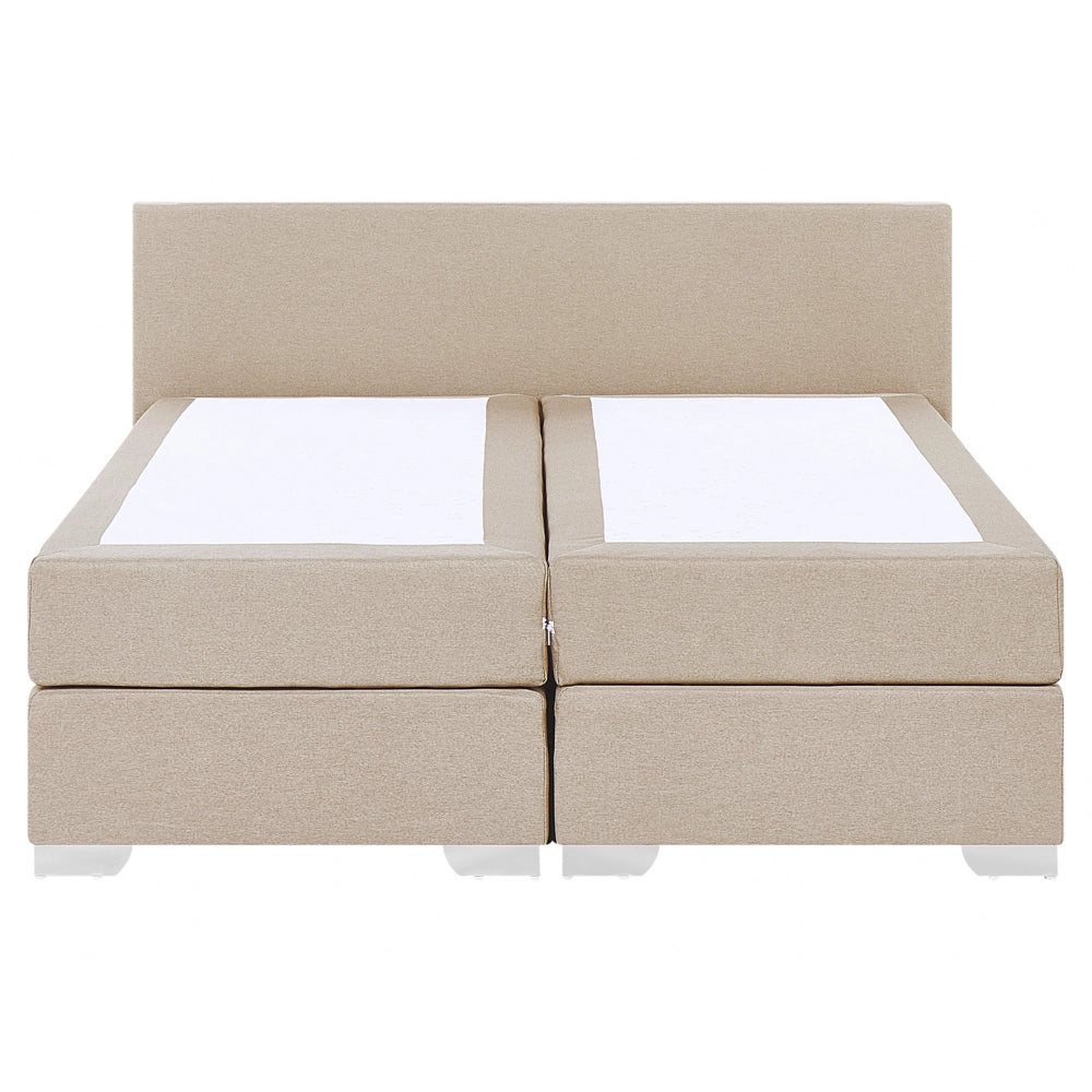 Letto Boxspring in Tessuto Beige con Materasso a Molle insacchettate 160 x 200 cm
