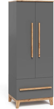 Armadio per bambini Malia, Grigio/Artisan, 70 x 186.8 cm, combinabile con altri mobili della serie Malia