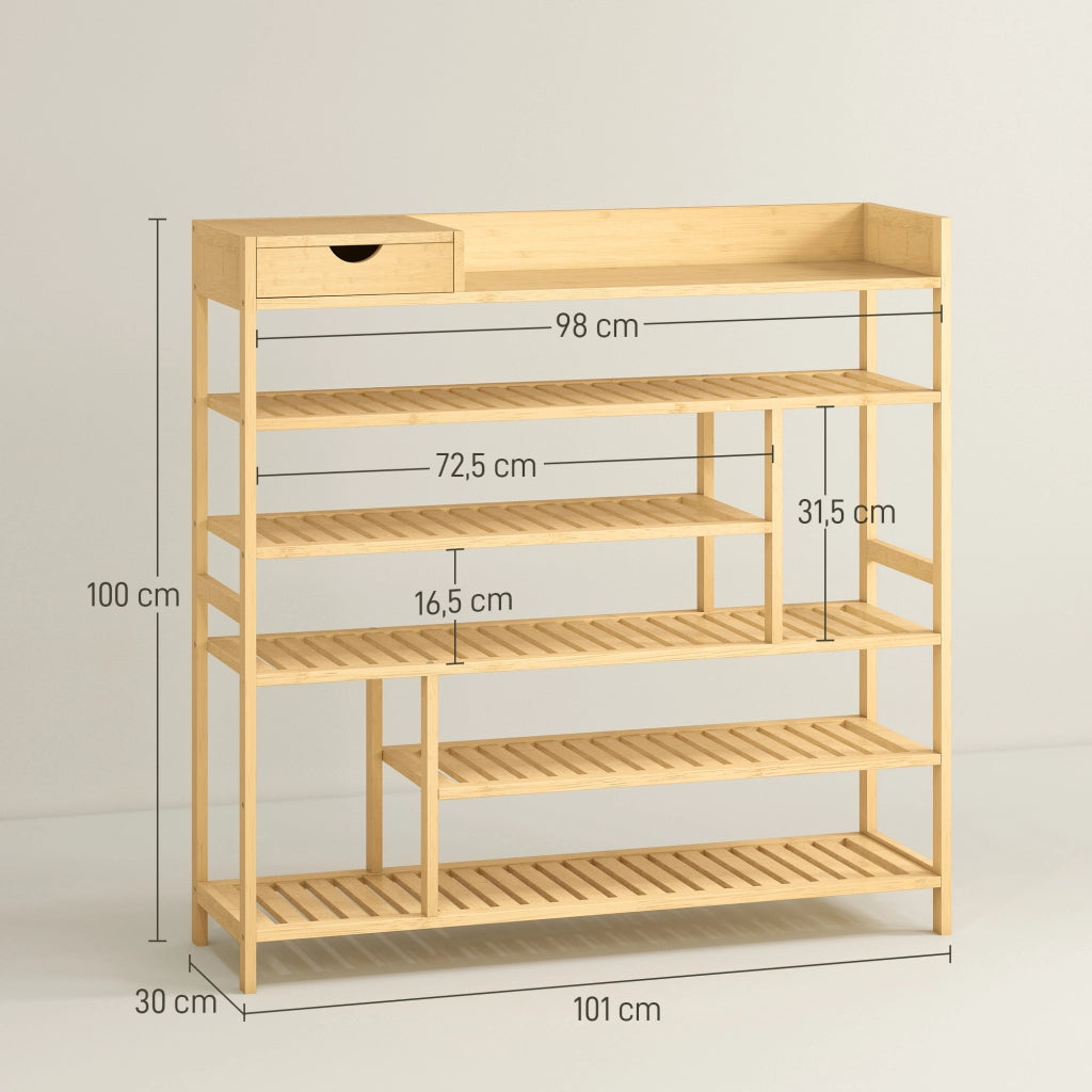 Cassa per scarpe in bamb¨´ con cassetti 6 livelli ¨C zephmum ¨C Bianco 60x40x138