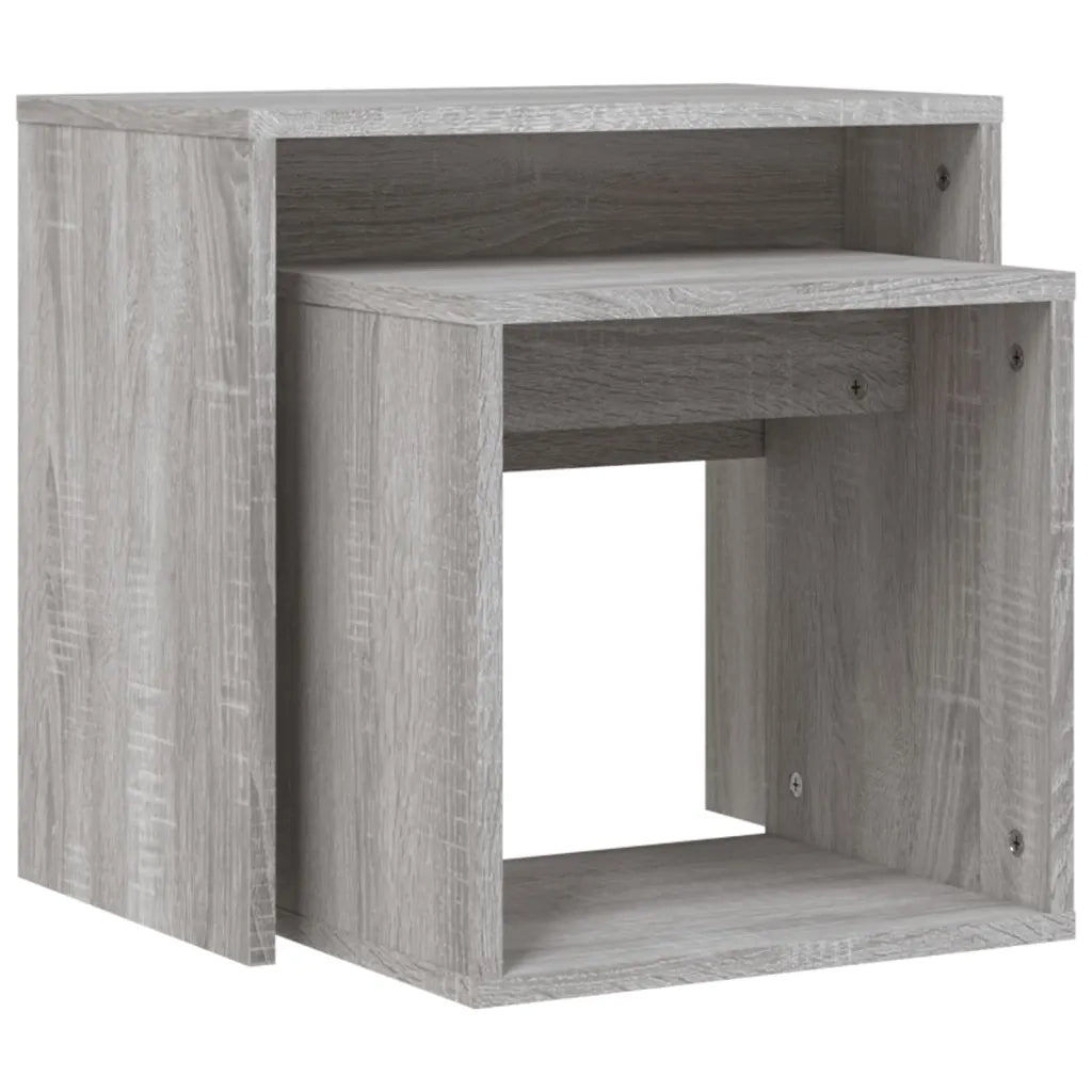 2 pz Tavolini salotto | Tavolino da caff¨¨ | Tavolino da Soggiorno Impilabili Grigio Sonoma Legno Multistrato