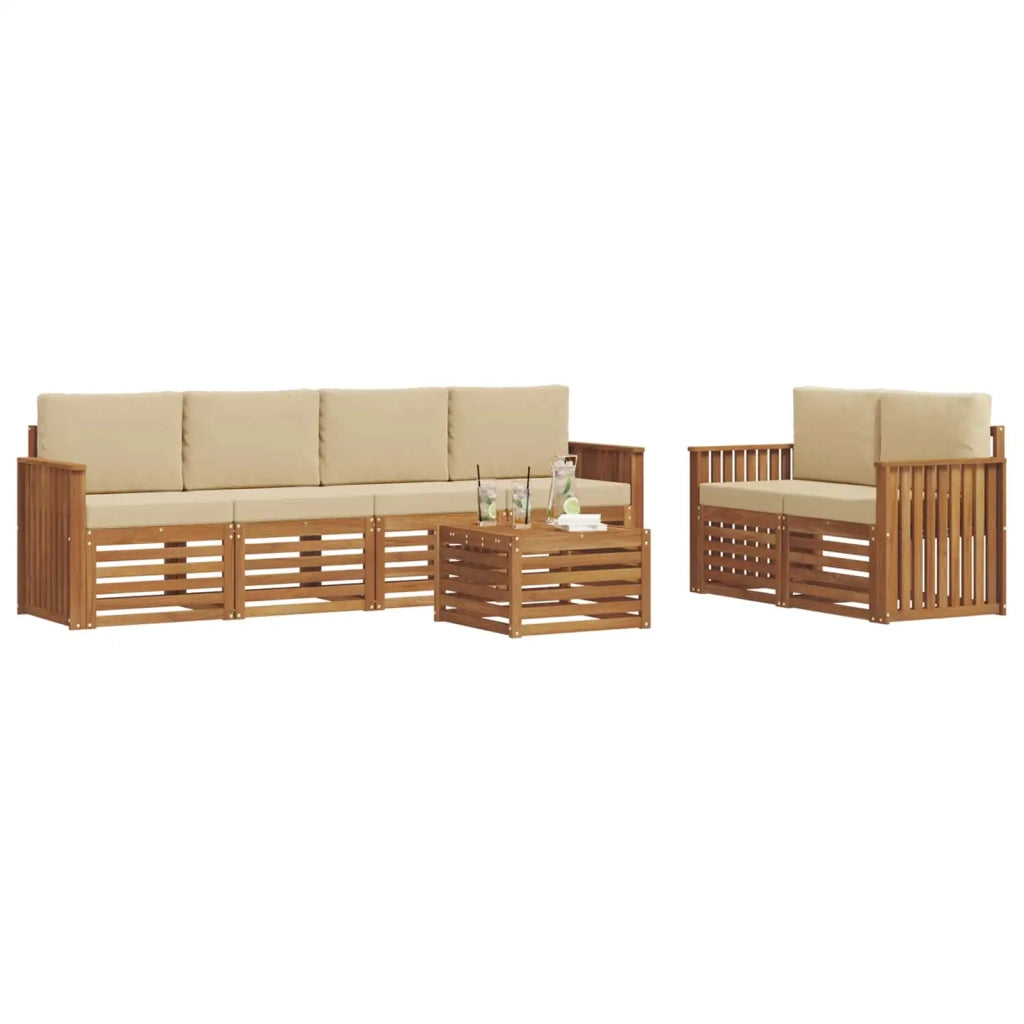 Set di divani da esterno 7 pz Naturale e Beige 3374408