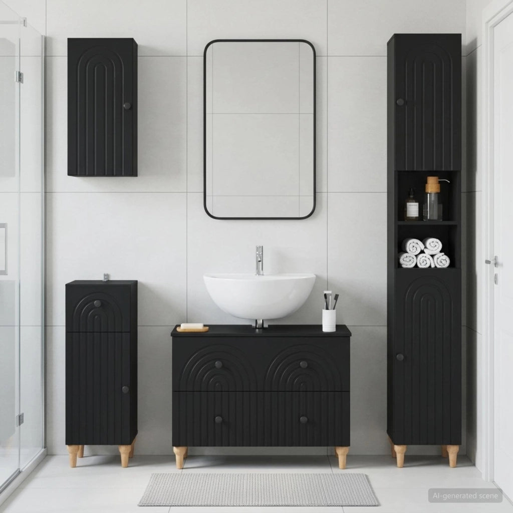 Set di Mobili da Bagno da 4 Pezzi ALKMAAR Nero 3417910