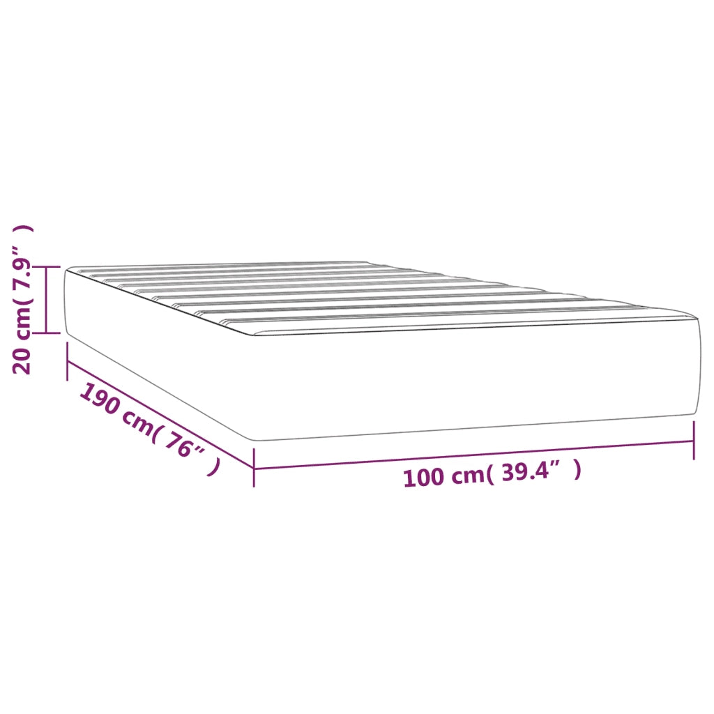 Materasso a Molle Insacchettate Rigidità Media Grigio Chiaro 100x190x20 cm in Tessuto 347854
