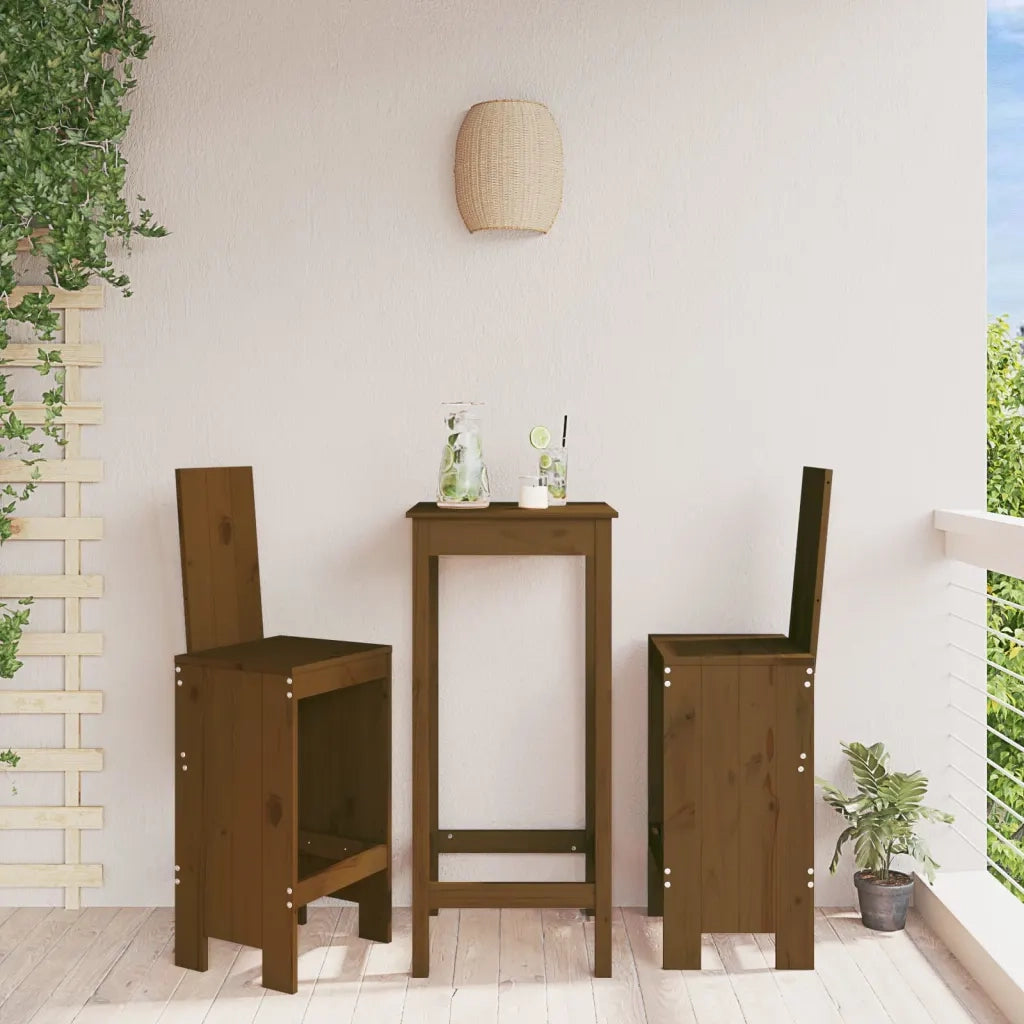 Sgabelli 2 pz Marrone Ambra 40x42x120 cm Legno Massello di Pino 825355