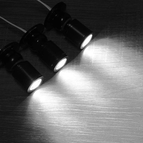 Set di 6 mini-spot led - inverter - illuminazione da parete - minispot - illuminazione da parete led - illuminazione di cassettiera - alluminio - bianco freddo - con trasformatore - argento - armadio (nero bianco freddo)