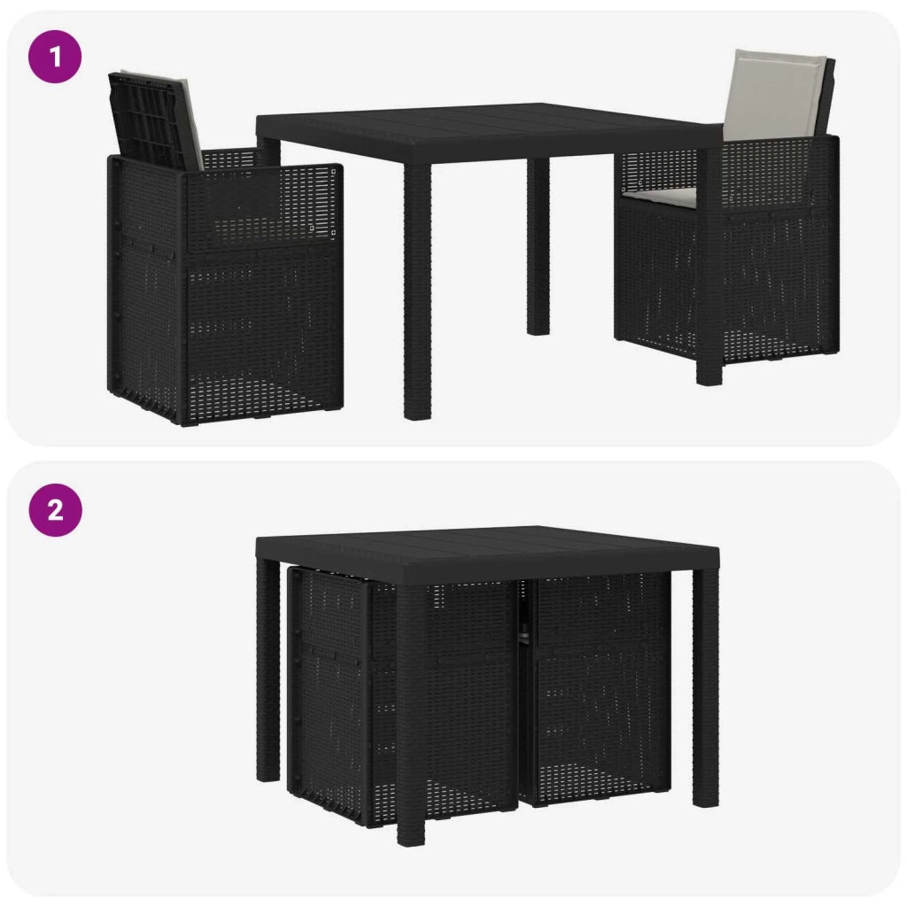 Set da Pranzo per Giardino 3 pcs Antracite e Grigio chiaro PP