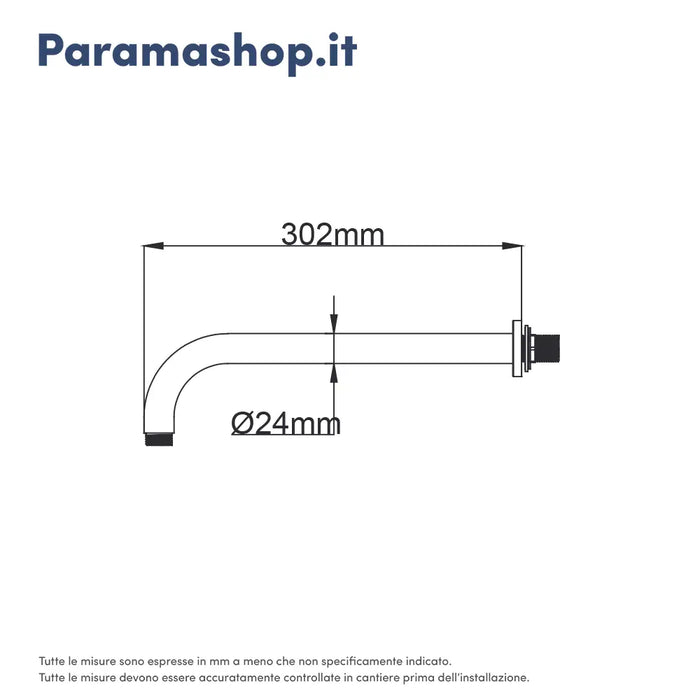 Set doccia cromato - Miscelatore incasso Greta con braccio e soffione 20 cm